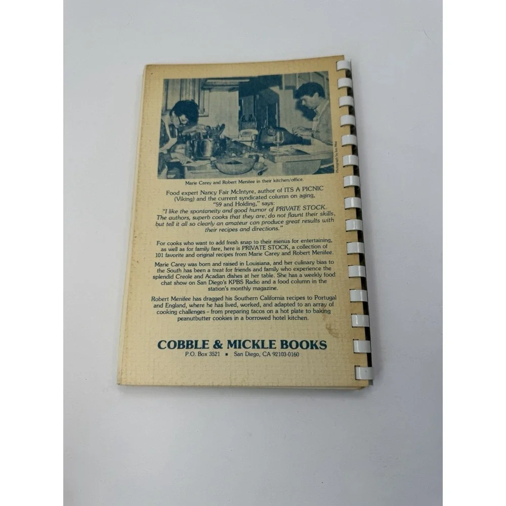 Private Stock Cookbook By Carey & Menifee Signed 1985 Vintage Recipes